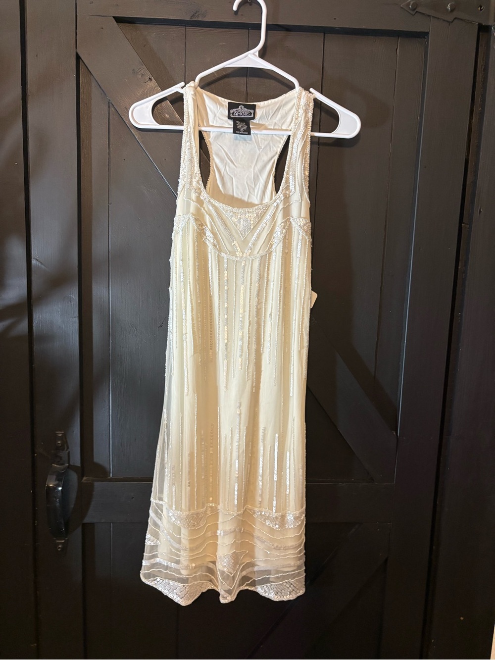 Angie Cream Beaded Midi Dress